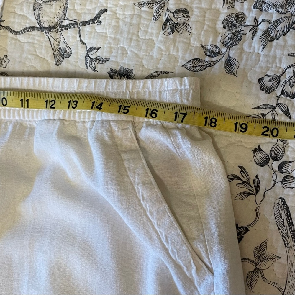 Women’s L old navy high waisted white linen pants elasticized drawstring waist - Picture 3 of 11